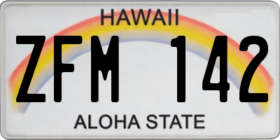 HI license plate ZFM142