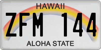 HI license plate ZFM144