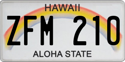 HI license plate ZFM210
