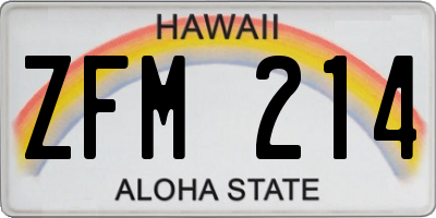 HI license plate ZFM214