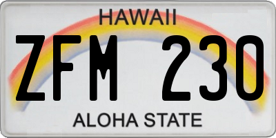 HI license plate ZFM230