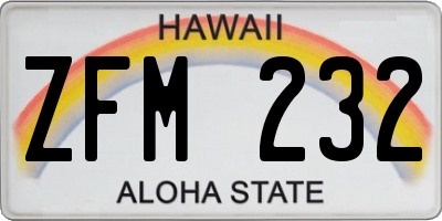 HI license plate ZFM232