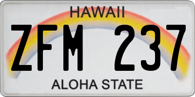 HI license plate ZFM237