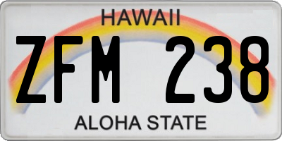 HI license plate ZFM238