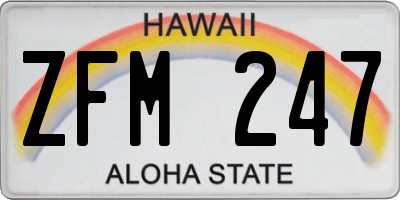 HI license plate ZFM247