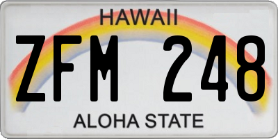 HI license plate ZFM248