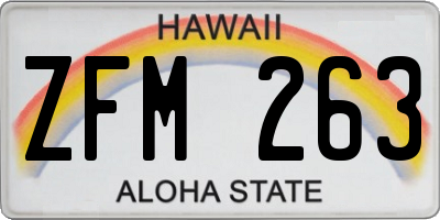 HI license plate ZFM263