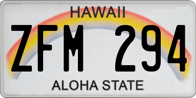 HI license plate ZFM294