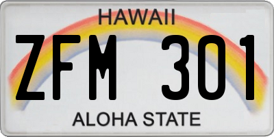 HI license plate ZFM301