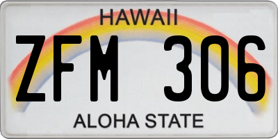 HI license plate ZFM306