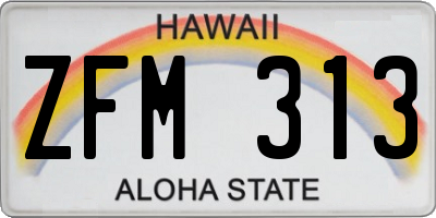 HI license plate ZFM313