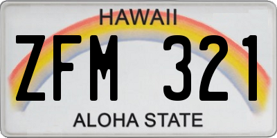 HI license plate ZFM321
