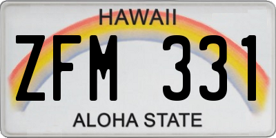 HI license plate ZFM331