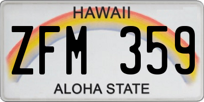 HI license plate ZFM359
