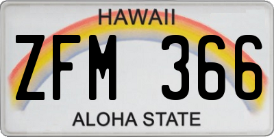 HI license plate ZFM366