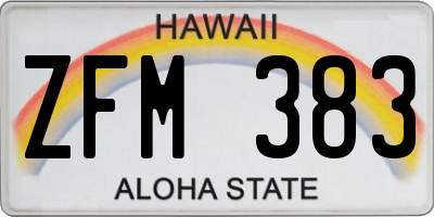HI license plate ZFM383