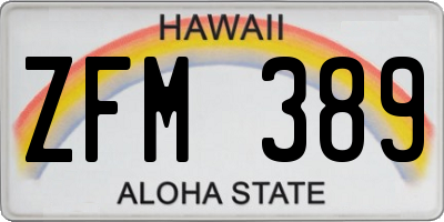 HI license plate ZFM389