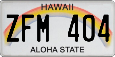 HI license plate ZFM404