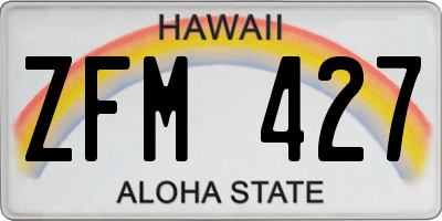 HI license plate ZFM427
