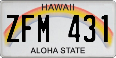 HI license plate ZFM431