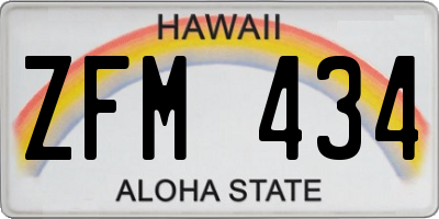 HI license plate ZFM434