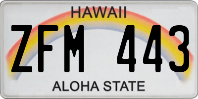 HI license plate ZFM443