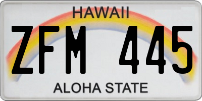 HI license plate ZFM445