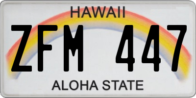 HI license plate ZFM447