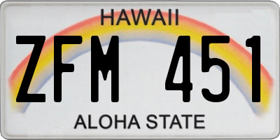 HI license plate ZFM451