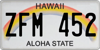 HI license plate ZFM452