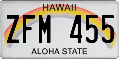 HI license plate ZFM455