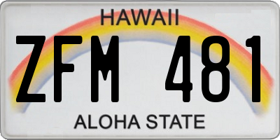 HI license plate ZFM481