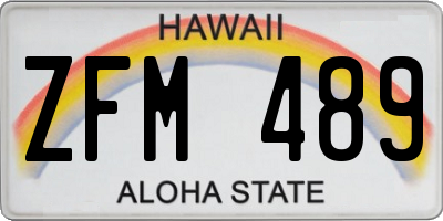 HI license plate ZFM489