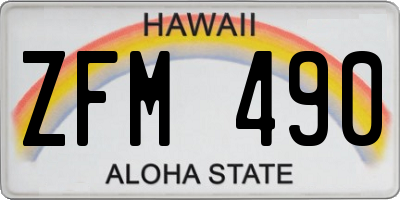 HI license plate ZFM490