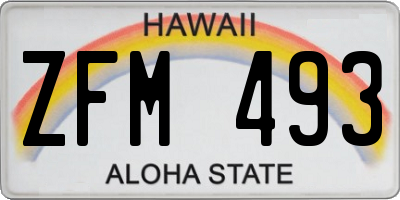 HI license plate ZFM493