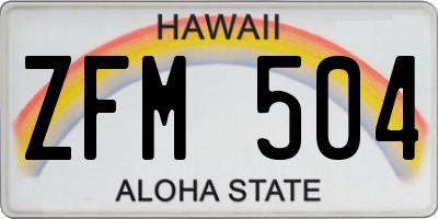 HI license plate ZFM504