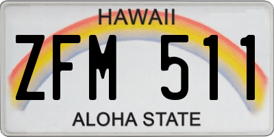 HI license plate ZFM511