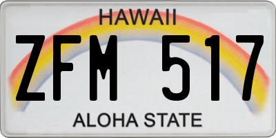 HI license plate ZFM517