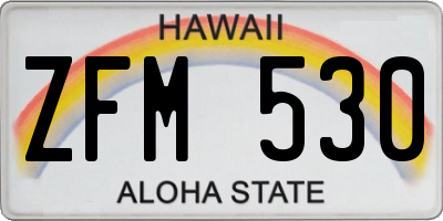 HI license plate ZFM530
