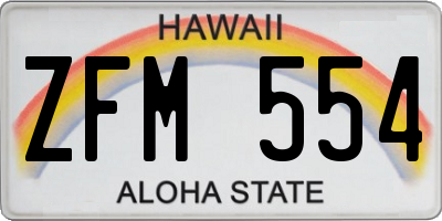 HI license plate ZFM554