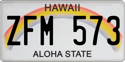 HI license plate ZFM573