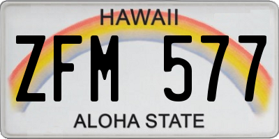 HI license plate ZFM577