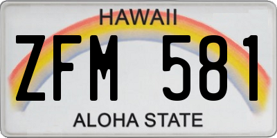 HI license plate ZFM581