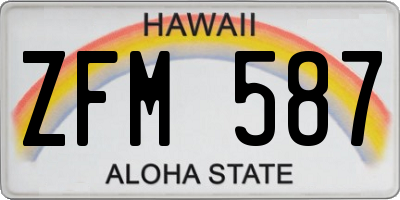 HI license plate ZFM587
