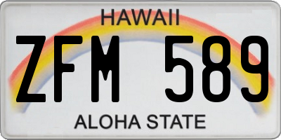 HI license plate ZFM589