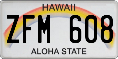 HI license plate ZFM608