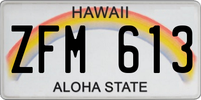 HI license plate ZFM613