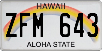 HI license plate ZFM643