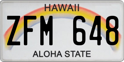 HI license plate ZFM648