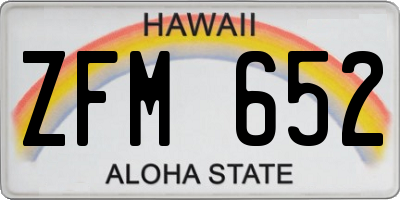 HI license plate ZFM652